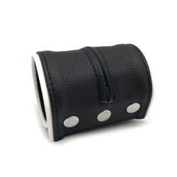 The Red Poignet bracelet de force en cuir - Noir/Blanc avec zip